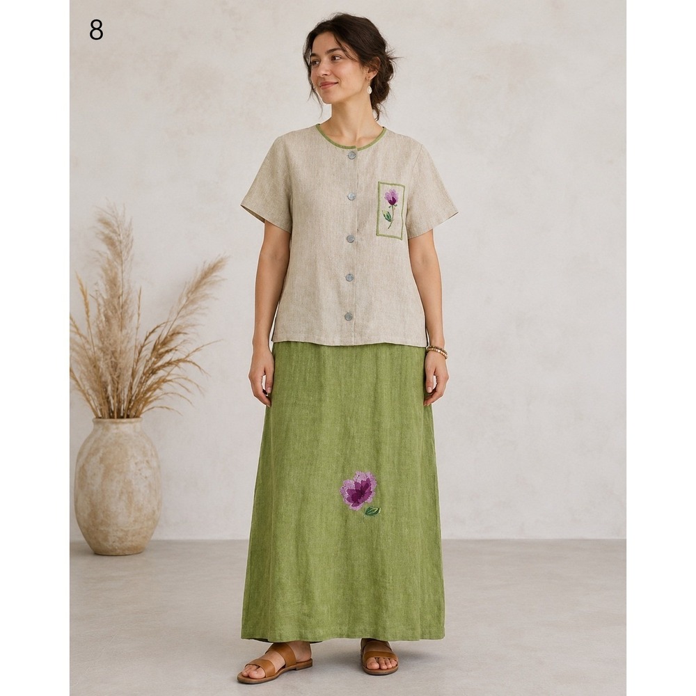 Vintage‎ On the Rocks California Maxi Dress Women M Cotton Green Floral Spring